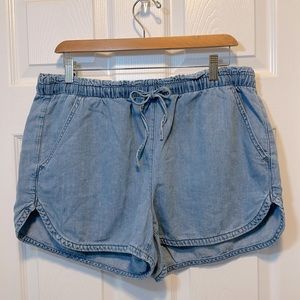 American Eagle Light Wash Jean Shorts with Stretch Waistband w/ Tie Women Size L